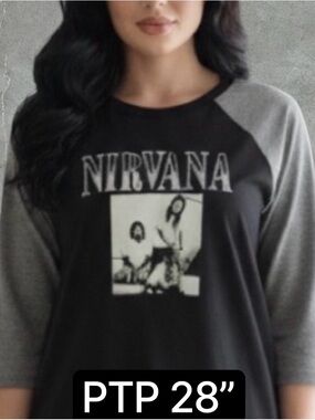 🆕Plus Size NIRVANA Black and Gray Raglan Sleeve Tee